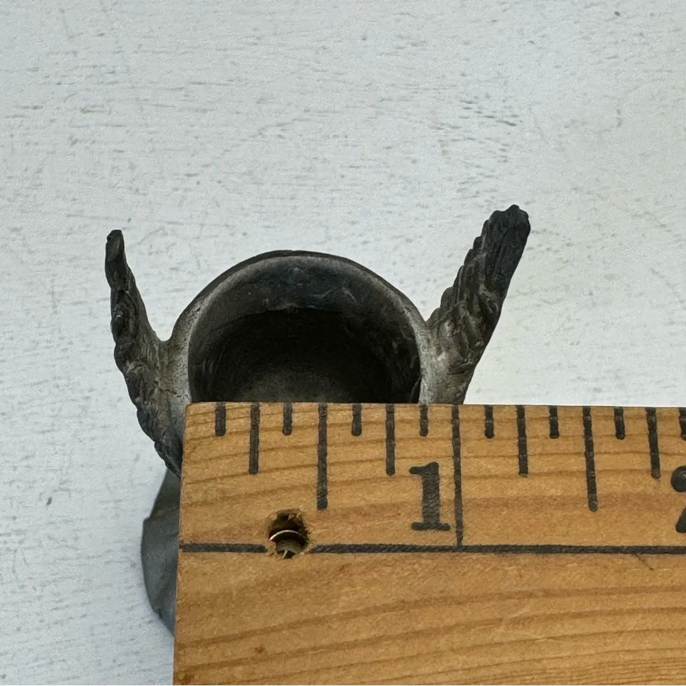 Comstock Pewter Angel Wing Candle Holder or Sphere Stand Figurine 1992 Vintage